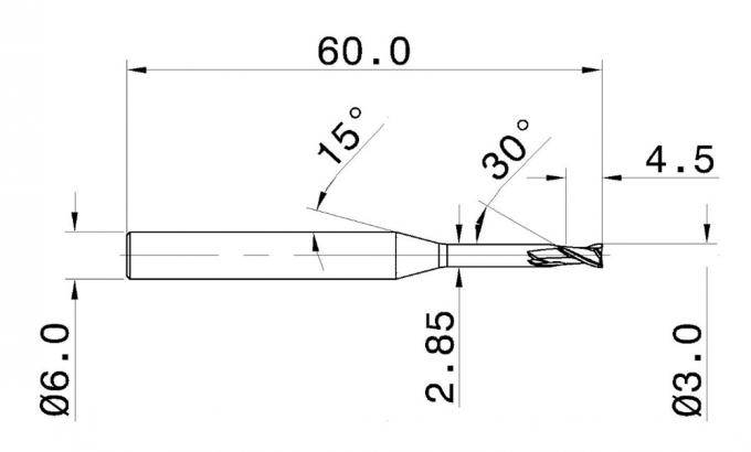 55HRC 2 рифлит карбид Endmills 30 винтовых линий твердый для трудных материалов 0